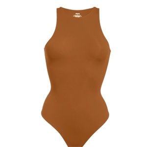 SKIMS Fits Everybody High Neck Bodysuit Copper Brown M